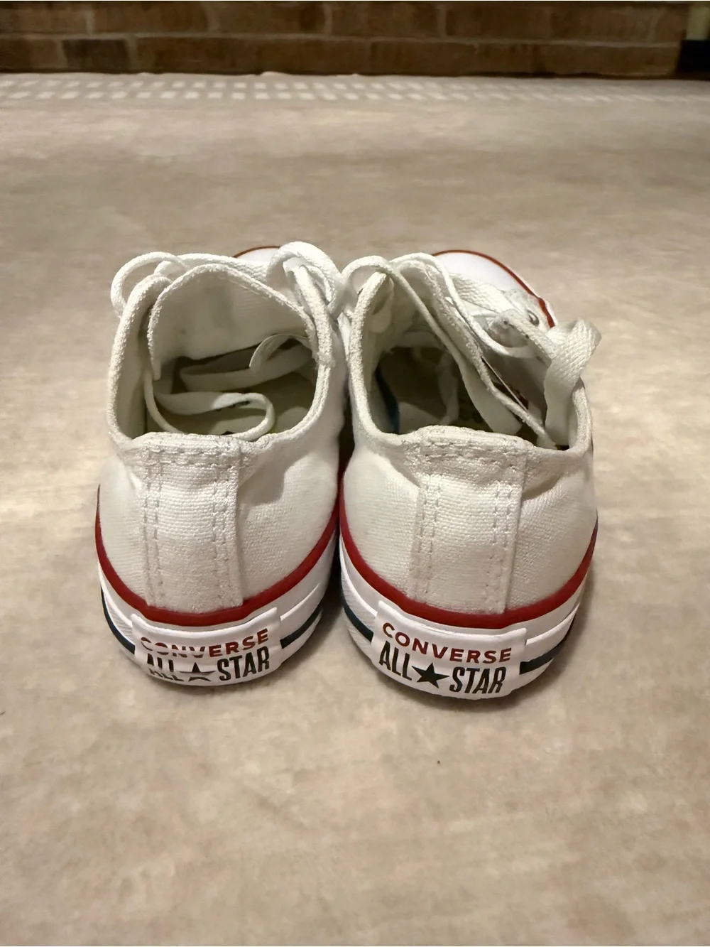 Converse Kids White Canvas Low-Top Sneakers with Red Accent